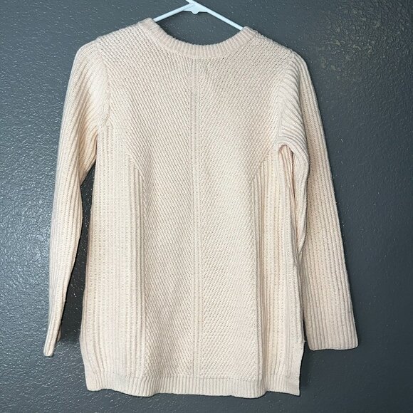 DE Collection Women’s Sweater Small Beige Knit Long Sleeve Pullover Crew Neck - Picture 2 of 3